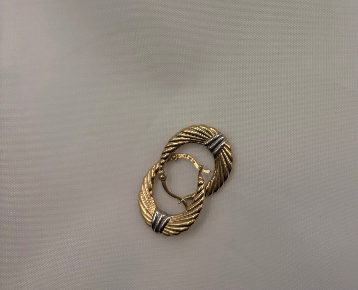 ✨ Aretes Twisted Rope Two-Tone Oro 14K | 14K Gold Twisted Rope Hoop Earrings