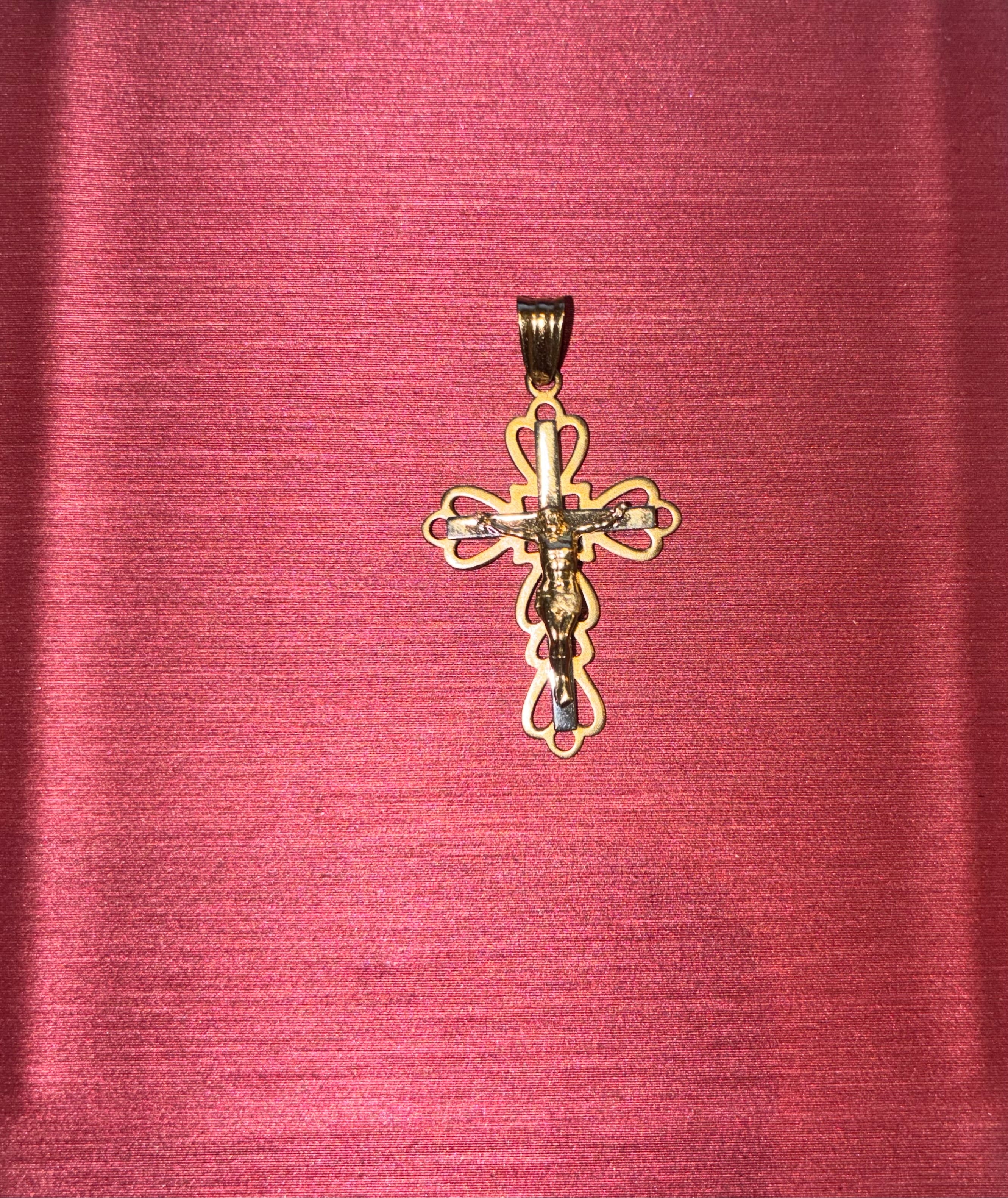 Dije de Cruz en Oro 14K Bicolor