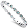 Aquamarine Eternity Band .925 Sterling Silver Ring